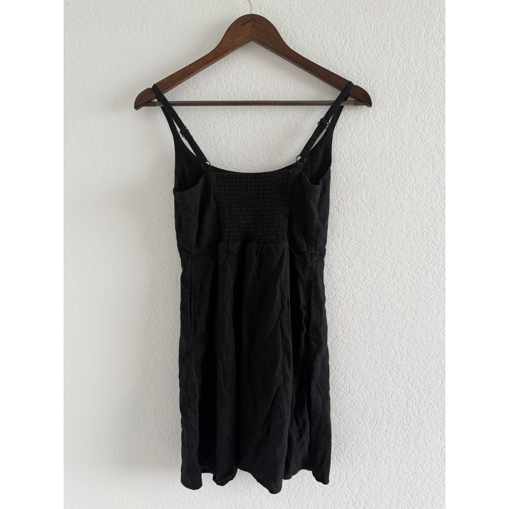 Old Navy Summer Mini Dress Size XS Black Linen Blend Adjustable Straps Minimal